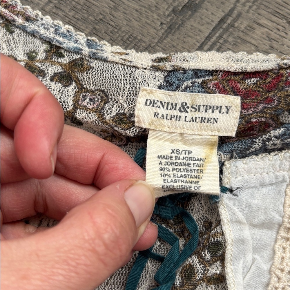 Ralph Lauren | Denim & Supply Paisley And Floral Lace Henley Top Size XSmall - Picture 7 of 11